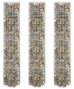 vidaXL Gabion plantenbakken 3 st rond verhoogd Ø30x150 cm staal