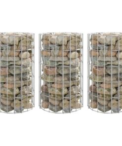 vidaXL Gabion plantenbakken 3 st rond verhoogd Ø30x50 cm staal