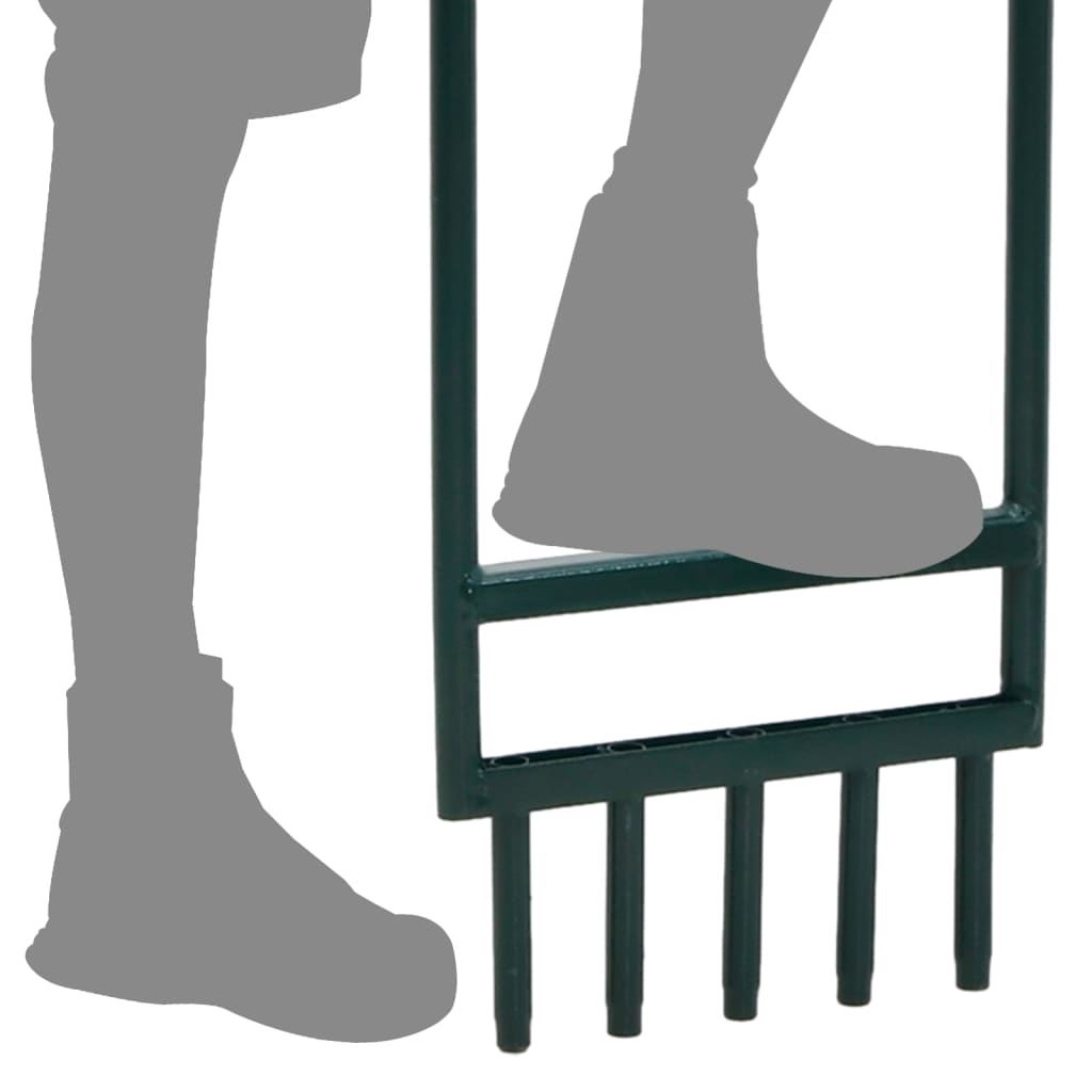 vidaXL Gazonbeluchter met 5 holle tanden gepoedercoat staal groen - Afbeelding 5