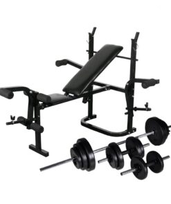 vidaXL Gewichtenbank met gewichtenrek en halterset 30