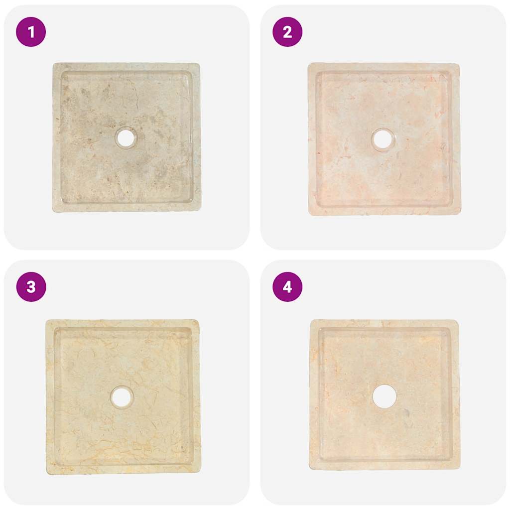 vidaXL Gootsteen 40x40x10 cm marmer crèmekleurig - Image 6