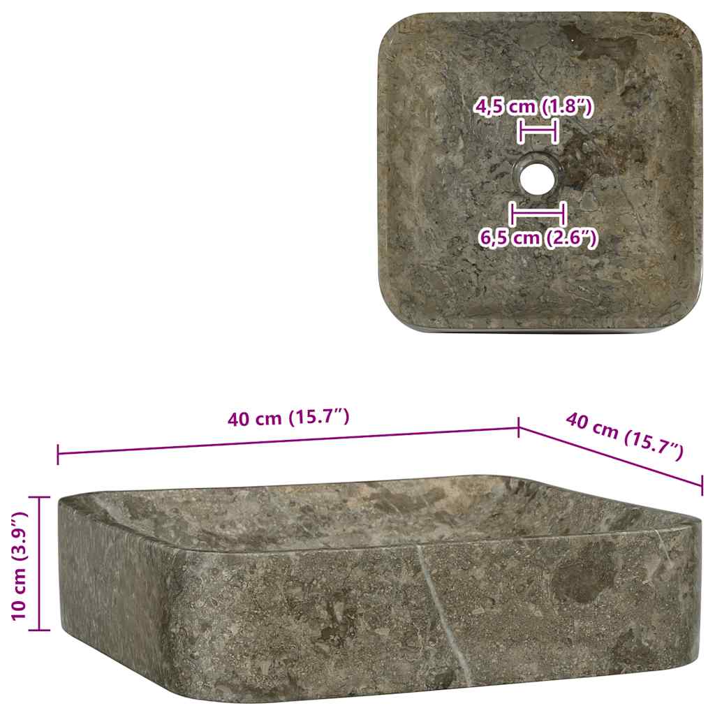 vidaXL Gootsteen 40x40x10 cm marmer grijs - Image 7