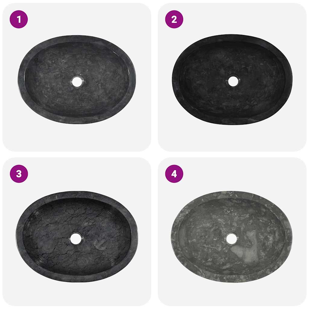 vidaXL Gootsteen 53x40x15 cm marmer zwart - Afbeelding 7