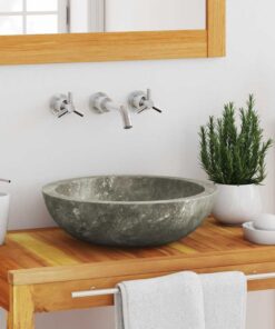 vidaXL Gootsteen Ø40x12 cm marmer grijs