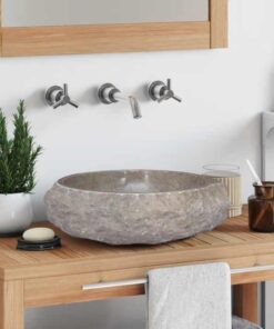 vidaXL Gootsteen Ø40x12 cm marmer grijs