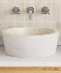 vidaXL Gootsteen Ø40x15 cm marmer crèmekleurig