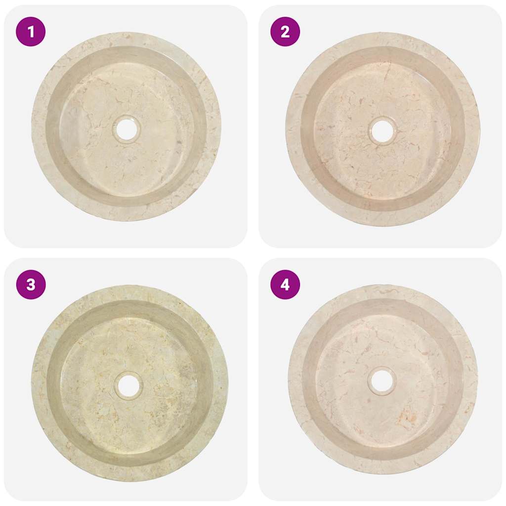 vidaXL Gootsteen Ø40x15 cm marmer crèmekleurig - Image 7