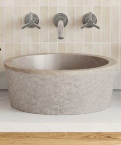 vidaXL Gootsteen Ø40x15 cm marmer grijs