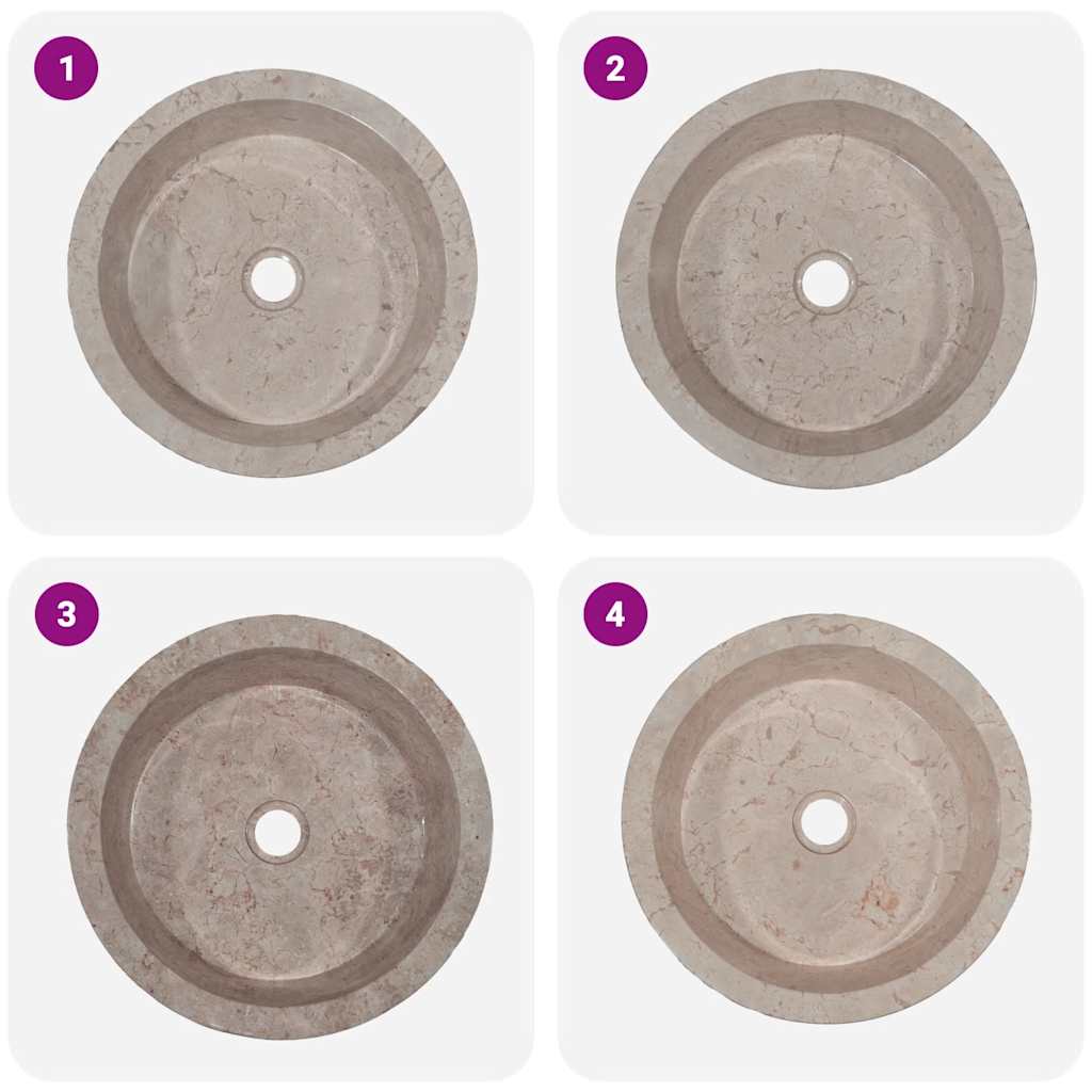 vidaXL Gootsteen Ø40x15 cm marmer grijs - Image 7