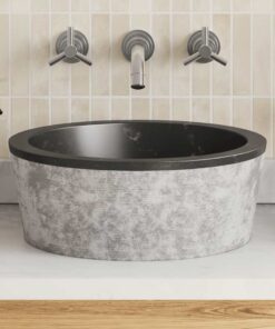 vidaXL Gootsteen Ø40x15 cm marmer zwart