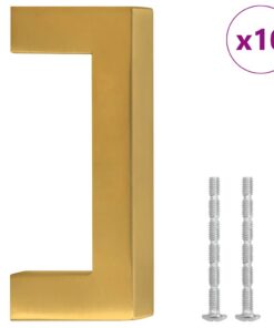 vidaXL Handvatten 10 st 64 mm roestvrij staal goudkleurig
