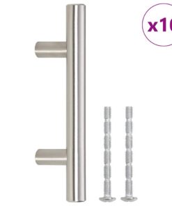 vidaXL Handvatten 10 st 64 mm roestvrij staal zilverkleurig