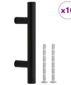 vidaXL Handvatten 10 st 64 mm roestvrij staal zwart