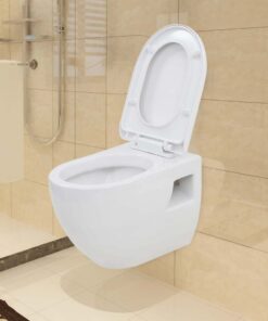 vidaXL Hangend toilet met verborgen stortbak keramiek wit