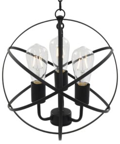 vidaXL Hanglamp rond 3xE27 zwart