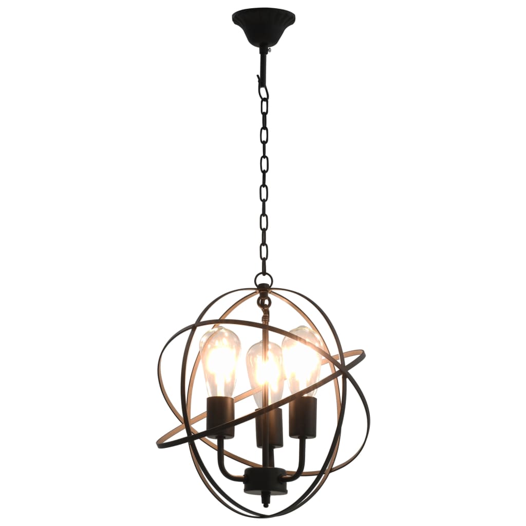 vidaXL Hanglamp rond 3xE27 zwart - Afbeelding 3