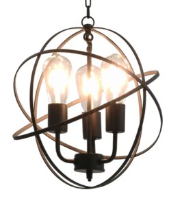 vidaXL Hanglamp rond 3xE27 zwart