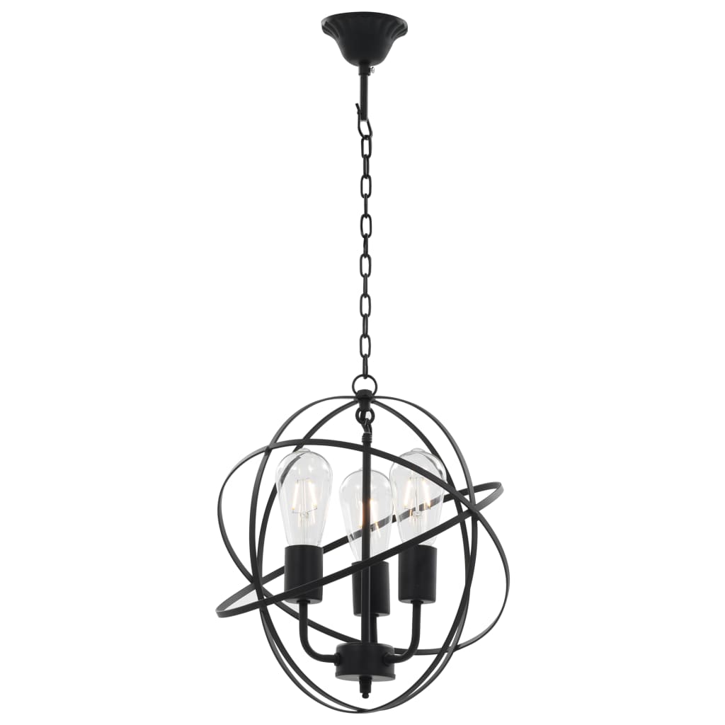 vidaXL Hanglamp rond 3xE27 zwart - Afbeelding 4