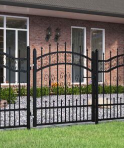 vidaXL Hekpoort met speerpunt zwart 103x100 cm gepoedercoat staal