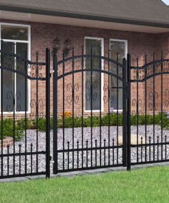 vidaXL Hekpoort met speerpunt zwart 103x125 cm gepoedercoat staal