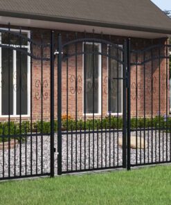 vidaXL Hekpoort met speerpunt zwart 103x150 cm gepoedercoat staal