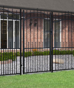 vidaXL Hekpoort met speerpunt zwart 103x175 cm gepoedercoat staal