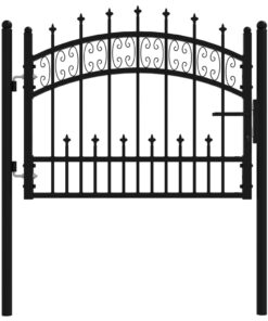 vidaXL Hekpoort met speerpunt zwart 103x75 cm gepoedercoat staal