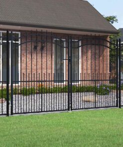 vidaXL Hekpoort met speerpunt zwart 305x175 cm gepoedercoat staal