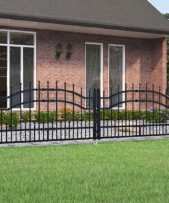 vidaXL Hekpoort met speerpunt zwart 305x75 cm gepoedercoat staal