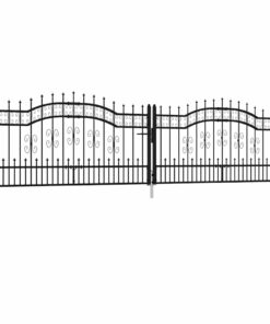 vidaXL Hekpoort met speerpunt zwart 406x100 cm gepoedercoat staal