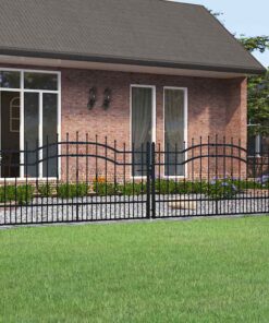 vidaXL Hekpoort met speerpunt zwart 406x100 cm gepoedercoat staal