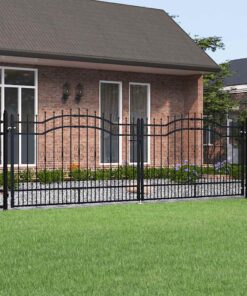 vidaXL Hekpoort met speerpunt zwart 406x125 cm gepoedercoat staal