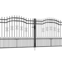 vidaXL Hekpoort met speerpunt zwart 406x150 cm gepoedercoat staal