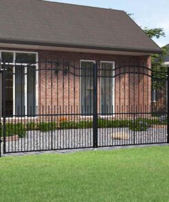vidaXL Hekpoort met speerpunt zwart 406x175 cm gepoedercoat staal