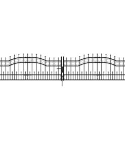 vidaXL Hekpoort met speerpunt zwart 406x75 cm gepoedercoat staal