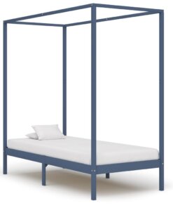 vidaXL Hemelbedframe massief grenenhout grijs 100x200 cm