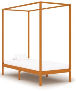 vidaXL Hemelbedframe massief grenenhout honingbruin 90x200 cm