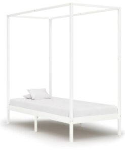 vidaXL Hemelbedframe massief grenenhout wit 100x200 cm