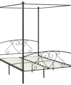vidaXL Hemelbedframe metaal grijs 140x200 cm