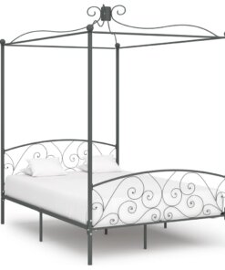 vidaXL Hemelbedframe metaal grijs 140x200 cm