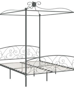 vidaXL Hemelbedframe metaal grijs 160x200 cm
