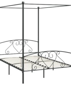 vidaXL Hemelbedframe metaal grijs 160x200 cm
