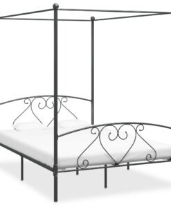 vidaXL Hemelbedframe metaal grijs 160x200 cm