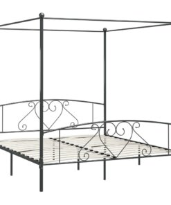 vidaXL Hemelbedframe metaal grijs 180x200 cm