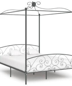vidaXL Hemelbedframe metaal grijs 180x200 cm