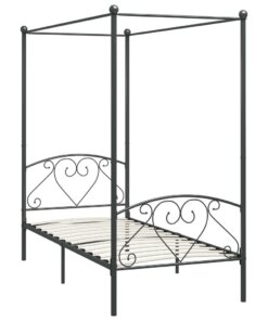vidaXL Hemelbedframe metaal grijs 90x200 cm