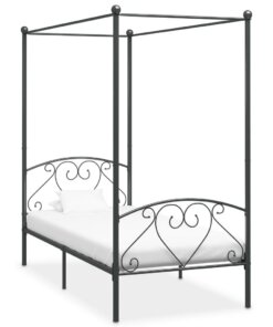 vidaXL Hemelbedframe metaal grijs 90x200 cm