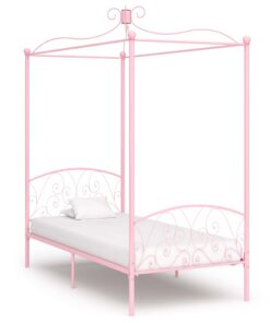 vidaXL Hemelbedframe metaal roze 100x200 cm