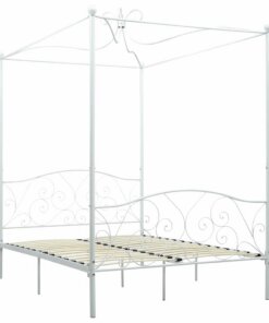 vidaXL Hemelbedframe metaal wit 140x200 cm