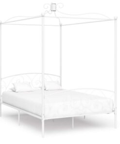 vidaXL Hemelbedframe metaal wit 140x200 cm